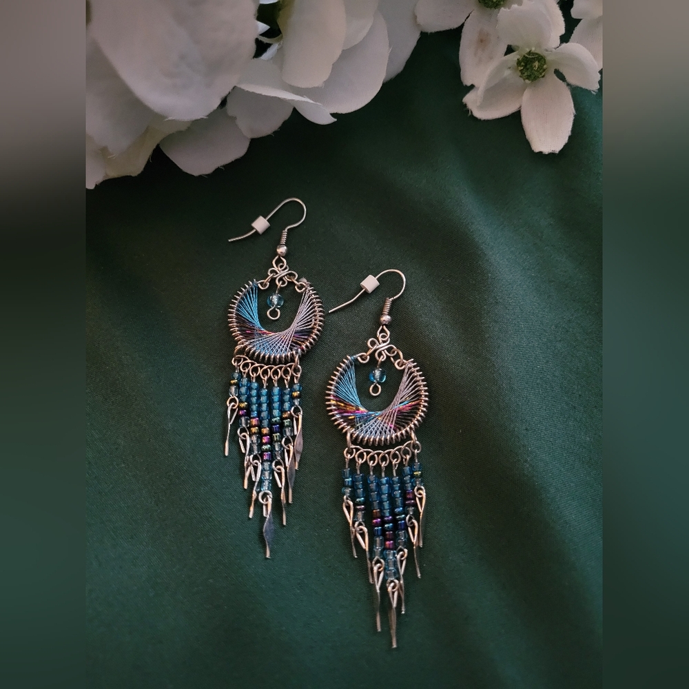 Elegant Silver and Blue Dangle Earrings